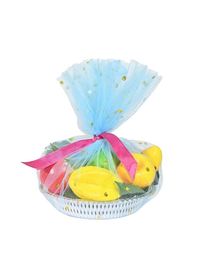 AMAROBA Dotted Net Fabric for Decor, Gift Packing, Party, Bouquet,Car, Christmas,Decoration,Width 1 mtr, 5 mtr Length net Cloth for Decoration (Pack of 5 MTR, DOT Light Blue), Dot - Image 2