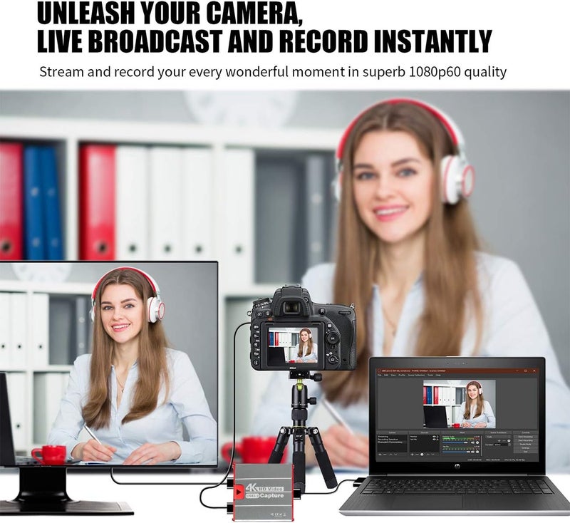 MiraBox USB3.0 4K HDMI Video Capture Card, 1080P 60FPS HD Game Capture Device Cam Link with HDMI Passthrough Work with DSLR Xbox PS4 Switch for OBS Twitch Game Live Streaming and Recording - Image 3