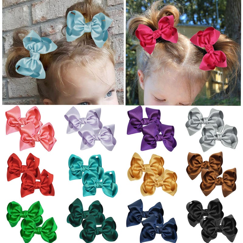 ZOONAI 3 Inch Baby Girl Hair Bows Clips Hairpin Headwear Little Teen Toddler Girls Kids Teens Toddlers Hair Accessories - Set of 2 (Green) - Image 2