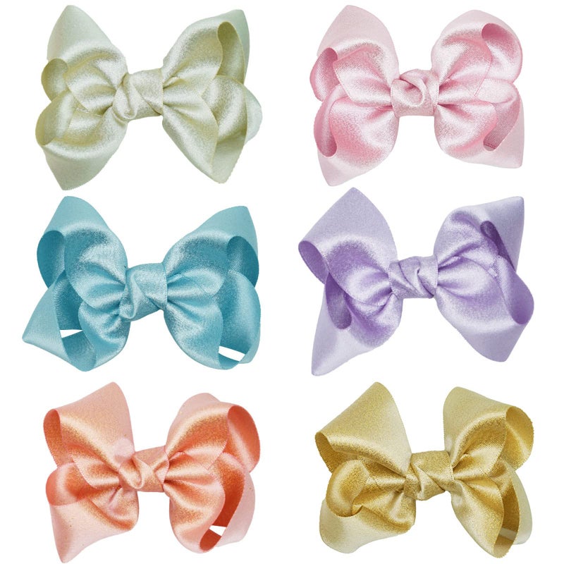 ZOONAI 3 Inch Baby Girl Hair Bows Clips Hairpin Headwear Little Teen Toddler Girls Kids Teens Toddlers Hair Accessories - Set of 2 (Green) - Image 4