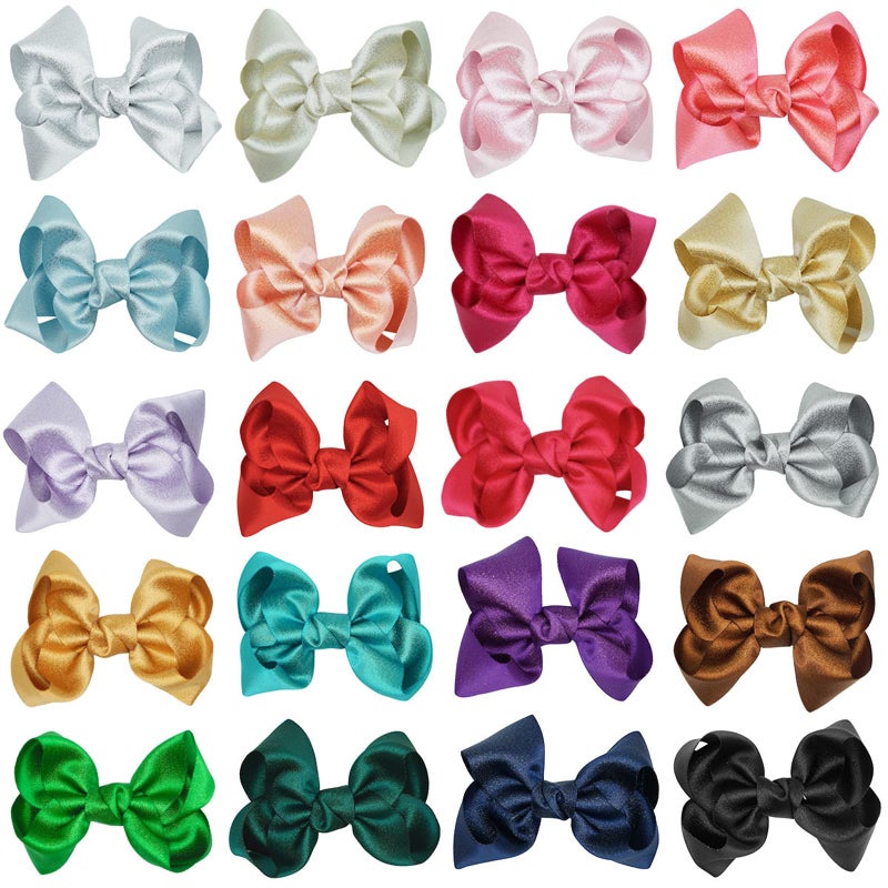 ZOONAI 3 Inch Baby Girl Hair Bows Clips Hairpin Headwear Little Teen Toddler Girls Kids Teens Toddlers Hair Accessories - Set of 2 (Green) - Image 3