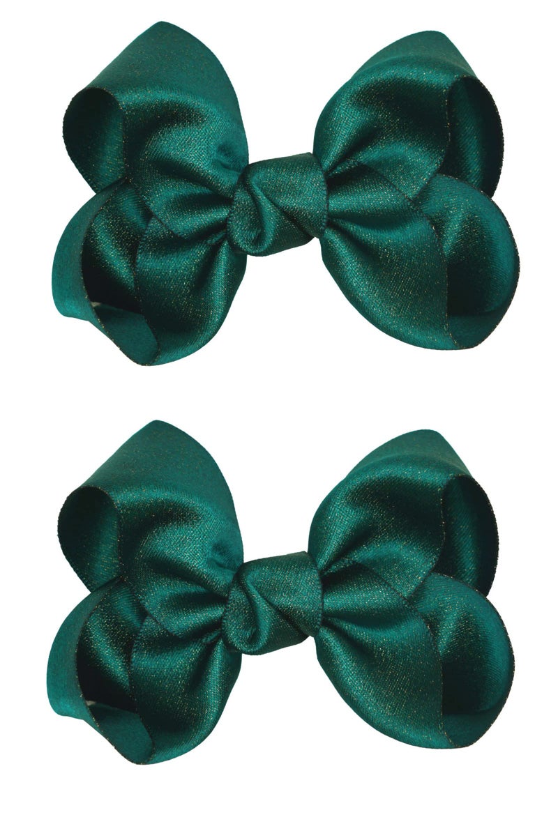 ZOONAI 3 Inch Baby Girl Hair Bows Clips Hairpin Headwear Little Teen Toddler Girls Kids Teens Toddlers Hair Accessories - Set of 2 (Green) - Image 1