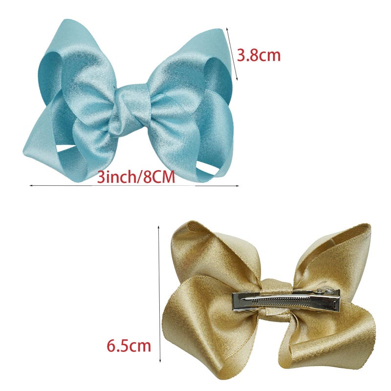 ZOONAI 3 Inch Baby Girl Hair Bows Clips Hairpin Headwear Little Teen Toddler Girls Kids Teens Toddlers Hair Accessories - Set of 2 (Green) - Image 5