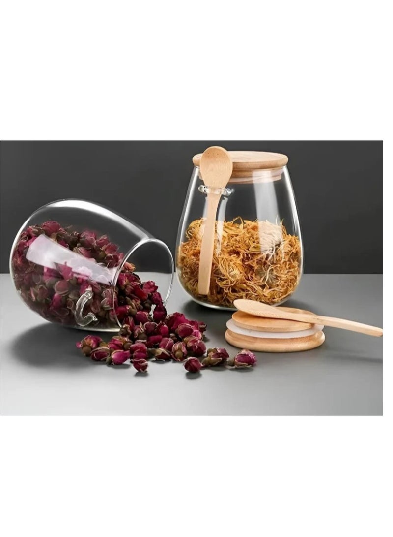 زوبا برطمان تخزين زجاج من   محكمة الغلق،غطاء وملعقة لتخزين المطبخ - Image 2