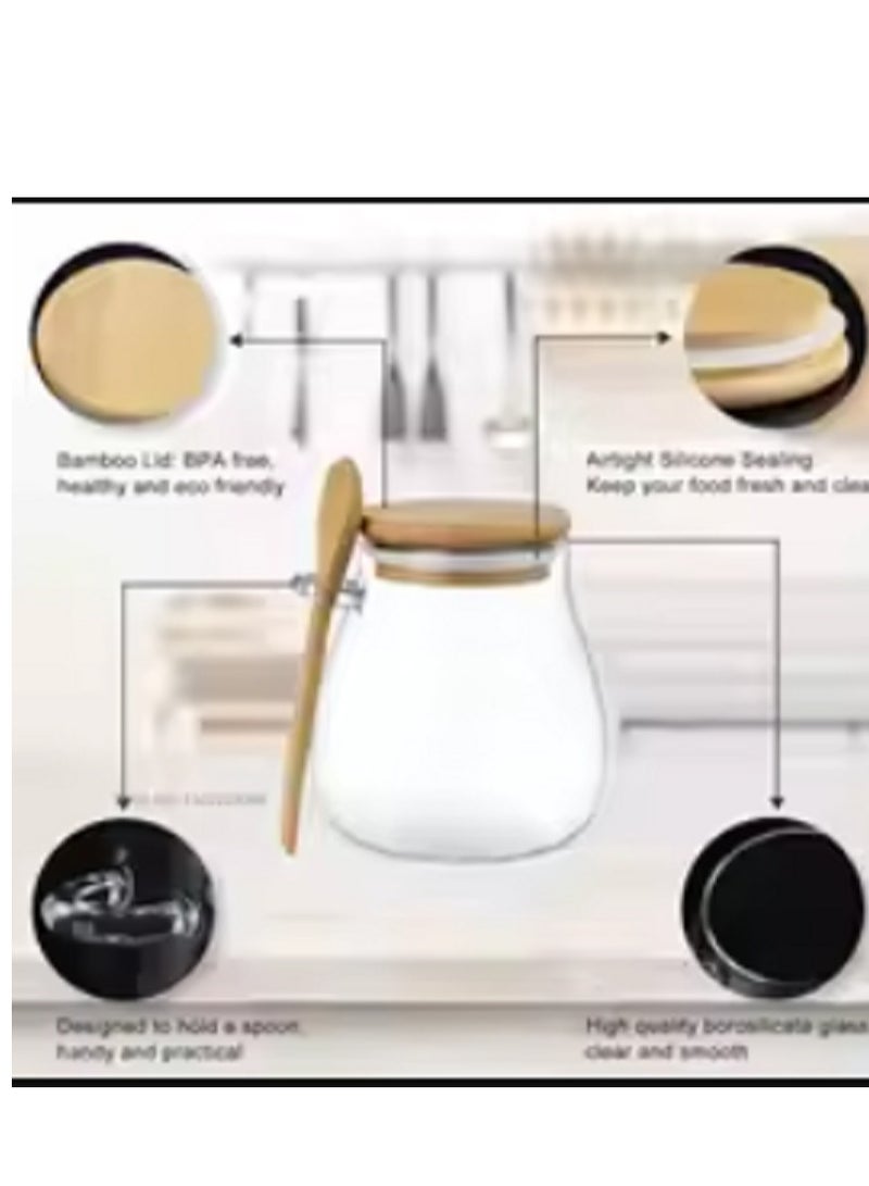 زوبا برطمان تخزين زجاج من   محكمة الغلق،غطاء وملعقة لتخزين المطبخ - Image 3