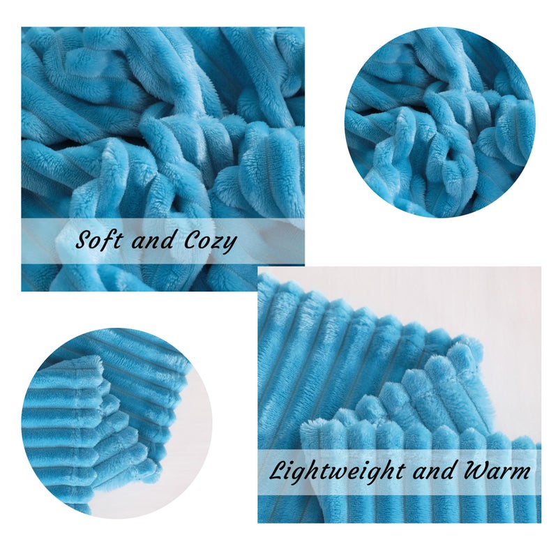 NTBAY Flannel Fuzzy Toddler Blanket  Fluffy Warm and Lightweight Reversible Stripes Design Baby Plush Blanket  30x40 Inches  Blue - Image 5