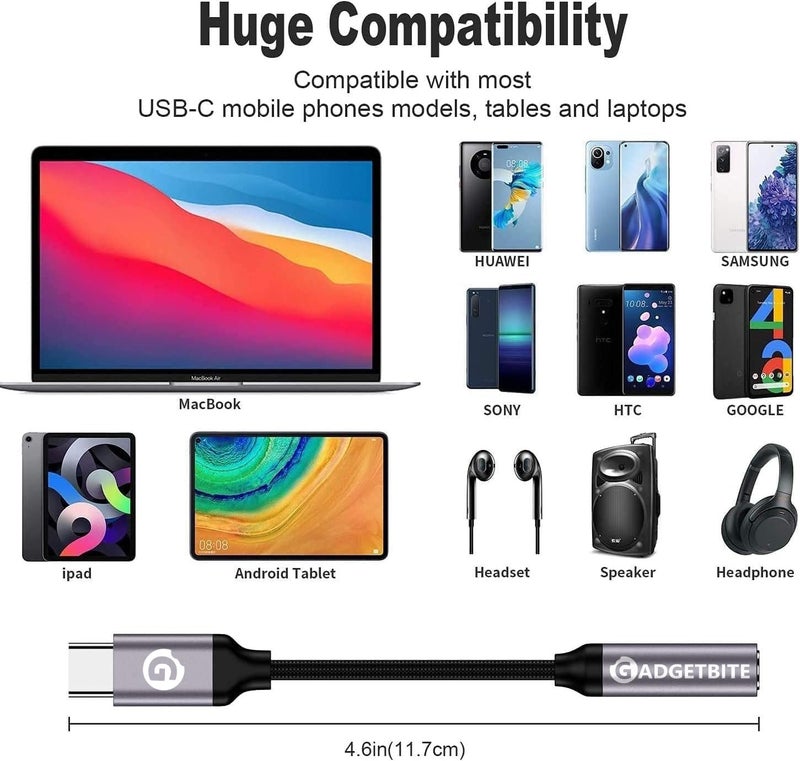 GadgetBite Aux Type-C to 3.5mm Audio Adapter Connector with Built-in DAC Chip Compatible with iPhone 15 Pro Max/ 15 Pro/ 15 Plus, Galaxy S24 Ultra/ S23 Ultra/ S22/ S21, Flip/Fold, iPad Pro & Other - Image 5