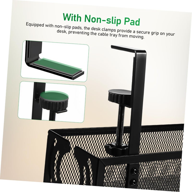 Under Desk Tray Clamp Cord Organizer Wire Holder for Office Installation Space Saving - Image 4