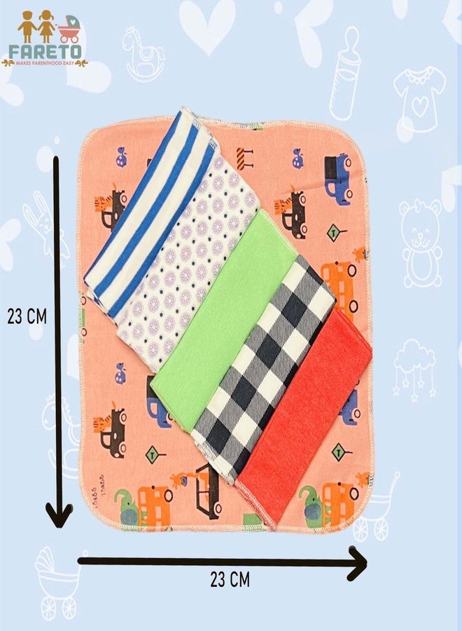 Infantbond Baby Wash Cloth | Face Napkin | 100% Super Soft Cotton | Wipe Cloth (Pack of 12)(23Cm*23Cm)(Colour & Designs May Vary) - Image 2