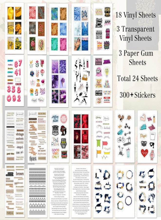 Twinster Aesthetic Journal Stickers Book | 24,A5 Pages 300+ Aesthetic Self-Adhesive Vinyl Sticker for Journal,Scrapbook, Projects, Multipurpose Use. - Image 4