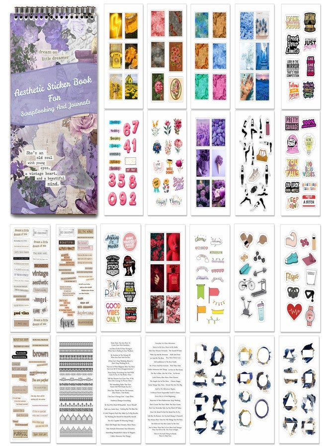 Twinster Aesthetic Journal Stickers Book | 24,A5 Pages 300+ Aesthetic Self-Adhesive Vinyl Sticker for Journal,Scrapbook, Projects, Multipurpose Use. - Image 1