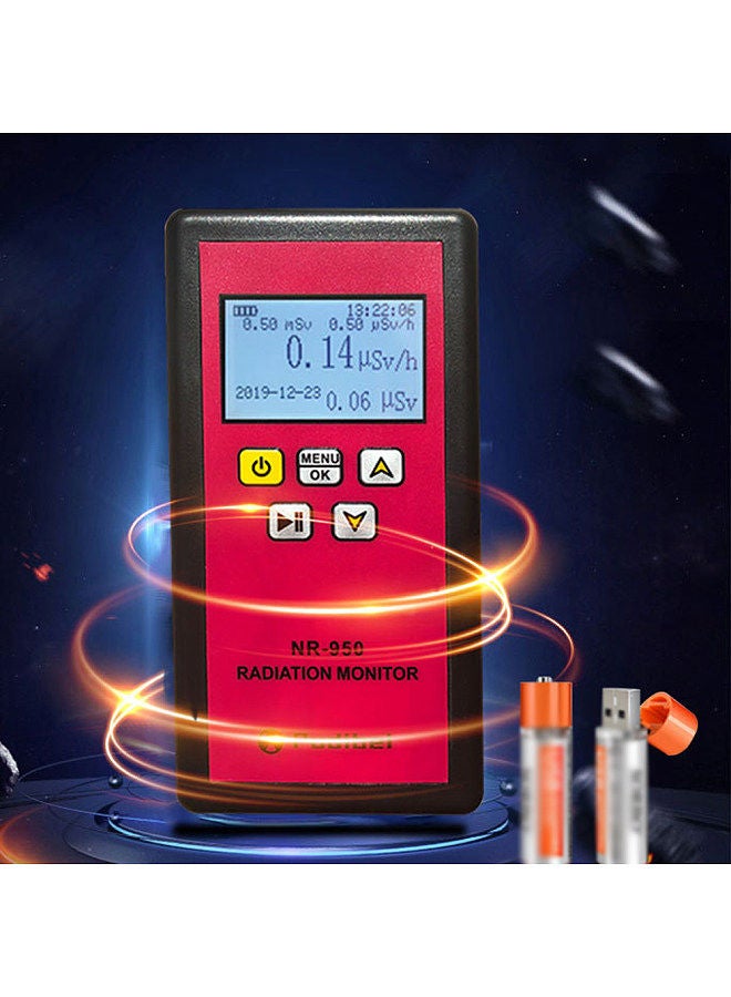 Handheld Portable Nuclear Radiation Detector LCD Display Household Radioactive Tester Geiger Counter β Y X-ray Detection Sound Vibrations Light Triple Alarm Practical Nuclear Radiation Detector