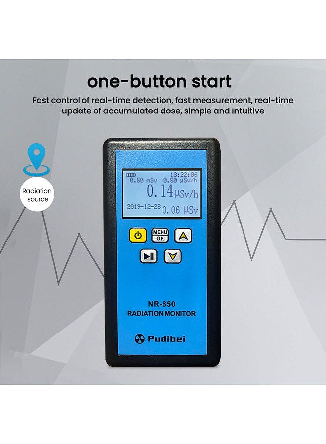 Handheld Portable Nuclear Radiation Detector LCD Display Household Radioactive Tester Geiger Counter β Y X-ray Detection Sound Vibrations Light Triple Alarm Practical Nuclear Radiation Detector