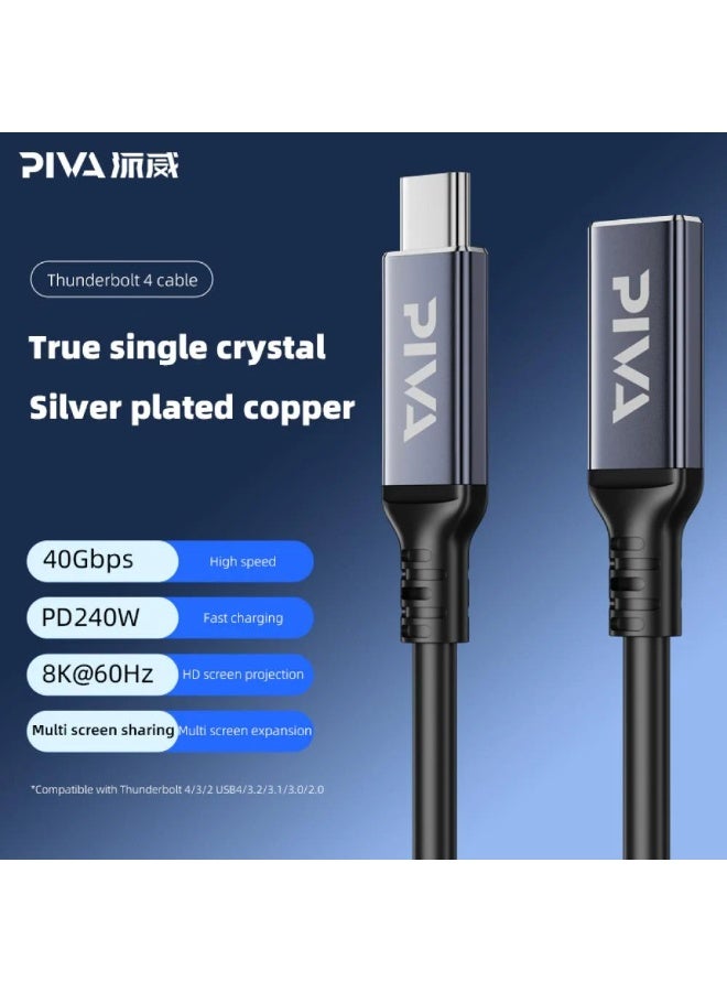 PIVA USB-C Extension Cable Thunderbolt 4 (Male to Female), 50cm Length, 40Gbps Data Transfer, PD 240W Fast Charging, 8K@60Hz Video Output, High-Performance Data, Audio & Video Transmission, Durable Design, Compatible with Smartphones, RedMagic, iPhone, iPad, Laptops, Monitors & Gaming Devices - Image 2