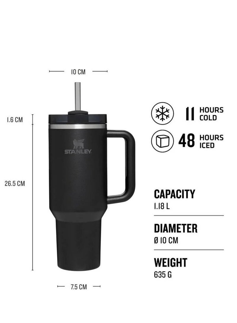 Stanley Quencher H2.0 FlowState 40oz Black Stainless Steel Travel Tumbler with Leakproof Lid & Reusable Straw – Double-Walled Vacuum Insulated Design Keeps Drinks Hot for 7 Hours/Cold for 24 Hours – Durable, Portable, Eco-Friendly, Perfect for Coffee, Tea, Smoothies & More - Image 3
