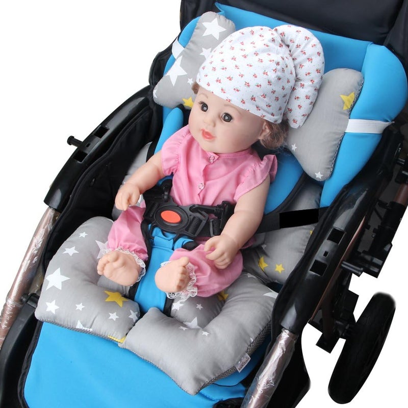 KAKIBLIN Baby Stroller Cushion, Infant Car Seat Insert Pillow for Stroller, Car Seat, Pram, Pushchair, Newborn Stroller Insert Cushion,Stroller Cushion Head Body Support, Infant Seat Pad (Star) - Image 4