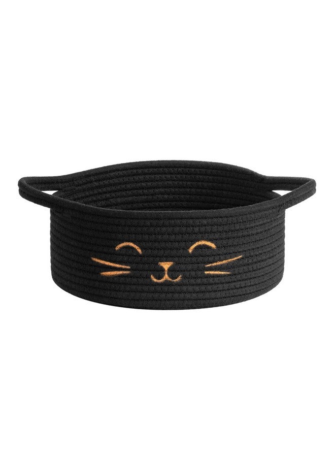 HiChen Small Cat Storage Basket, Black Cute Basket For Toys, Dog Toy Basket, Woven Rope Basket For Organizing, Empty Gift Basket For Baby, Black, 9.8 X 4 Inches - Image 1