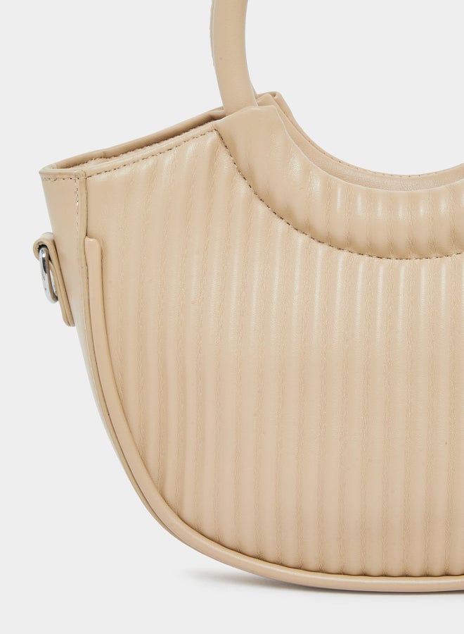 ستايلي شنطة يد بنسيج بارز ومقبض دائري - Image 2