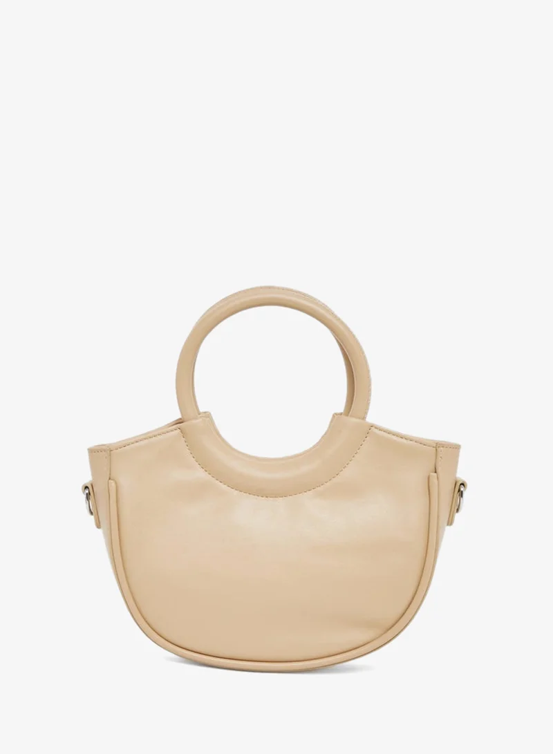 Styli  Styli Beige Textured Handbag with Round Handle for Women | Best Price UAE