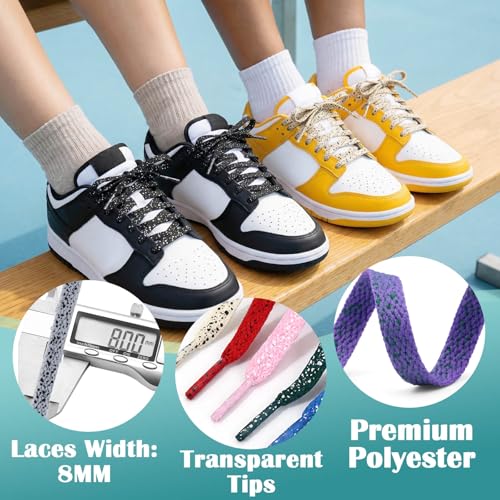 DELELE Print Flat Shoelaces for Sneakers: 47 inch White Black Cement Athletic Shoe Laces 2 Pair - Image 4