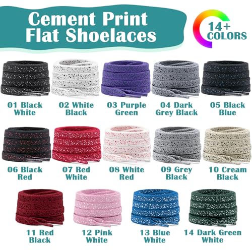 DELELE Print Flat Shoelaces for Sneakers: 47 inch White Black Cement Athletic Shoe Laces 2 Pair - Image 5