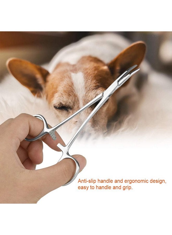 POCREATION Dog Ear Powder Dog Ear Powder Pet Ear Hair Tweezers, Stainless Steel Curved Tip Ear Hair Tweezers Stainless Steel Pet Dog Cat Ear Hair Tweezers Curved Tip Cleaning Clamp (S 7.9In) - Image 2
