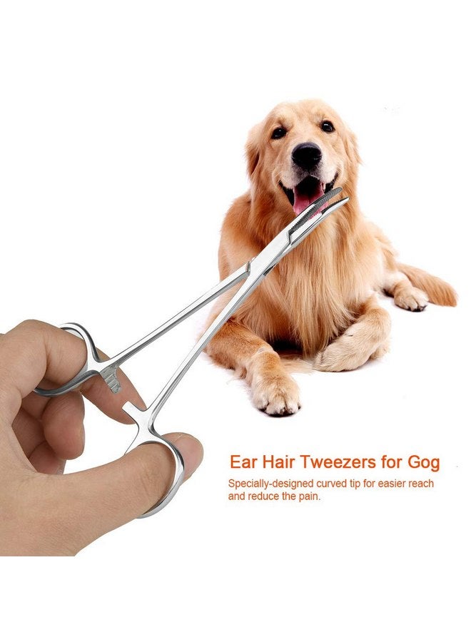 POCREATION Dog Ear Powder Dog Ear Powder Pet Ear Hair Tweezers, Stainless Steel Curved Tip Ear Hair Tweezers Stainless Steel Pet Dog Cat Ear Hair Tweezers Curved Tip Cleaning Clamp (S 7.9In) - Image 4