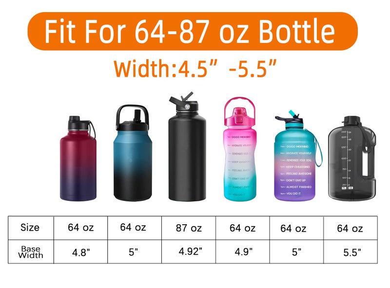 AceTreker 64 oz /87 oz/128 oz Neoprene Water Bottle Holder with Strap for Insulated Metal Hydro Jug Water Bottles, Sleeve Carrier Bag for Camping Trip-Dark Blue - Image 4