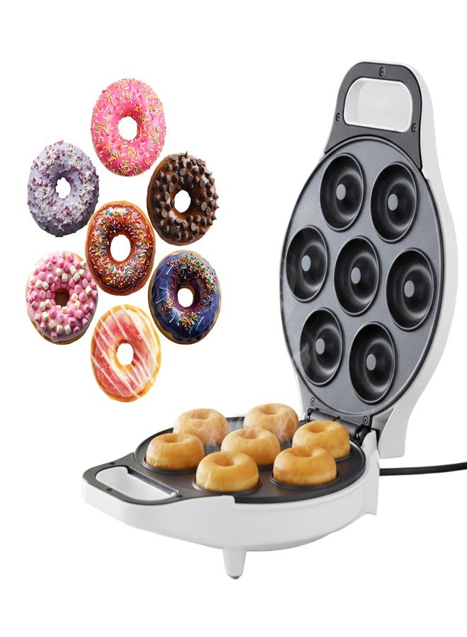 Chef Buddy Mini Donut Maker, Durable, Nonstick Easy to Use Mini Baking Machine - Cooks 7 Mini Doughnuts at a Time - Glazed, Frosted with Sprinkles, Nuts, or Vegan Donuts, & More (White) - Image 1