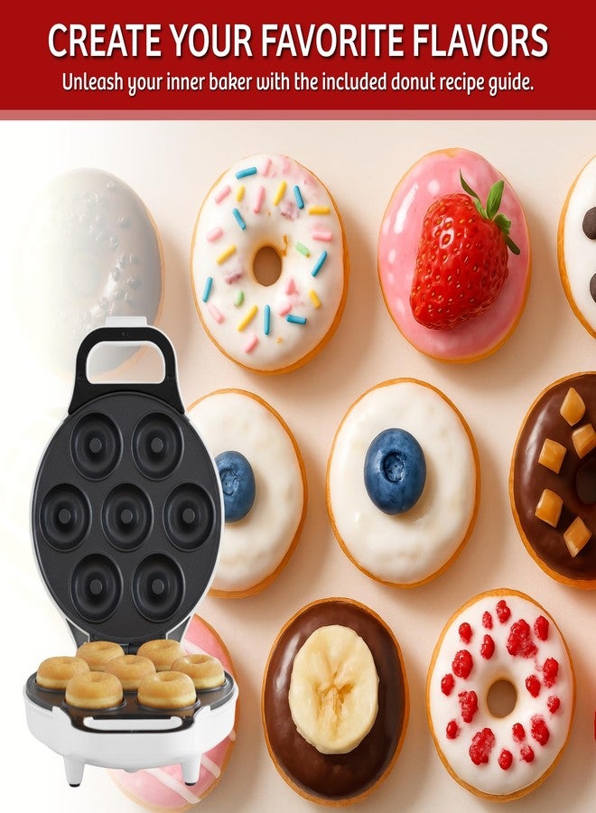 Chef Buddy Mini Donut Maker, Durable, Nonstick Easy to Use Mini Baking Machine - Cooks 7 Mini Doughnuts at a Time - Glazed, Frosted with Sprinkles, Nuts, or Vegan Donuts, & More (White) - Image 3