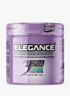 Elegance Elegance Triple Action Hair Gel - Violet, 500ml | Strong Hold, Glossy Finish, Flexible Styling 