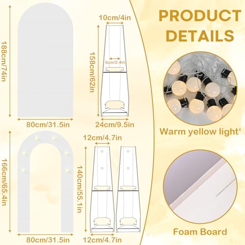 Sowide White Arch Backdrop Stand with Lights, Balloon Arch Frame, Foam Board Arch for Graduation, Birthday, Wedding, Baby Shower & Party Decorations - Image 2