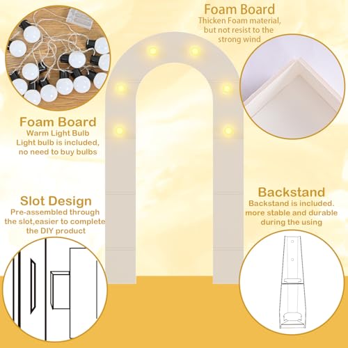 Sowide White Arch Backdrop Stand with Lights, Balloon Arch Frame, Foam Board Arch for Graduation, Birthday, Wedding, Baby Shower & Party Decorations - Image 5