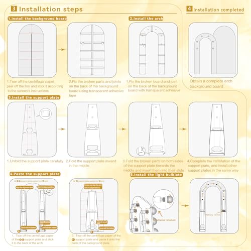 Sowide White Arch Backdrop Stand with Lights, Balloon Arch Frame, Foam Board Arch for Graduation, Birthday, Wedding, Baby Shower & Party Decorations - Image 4