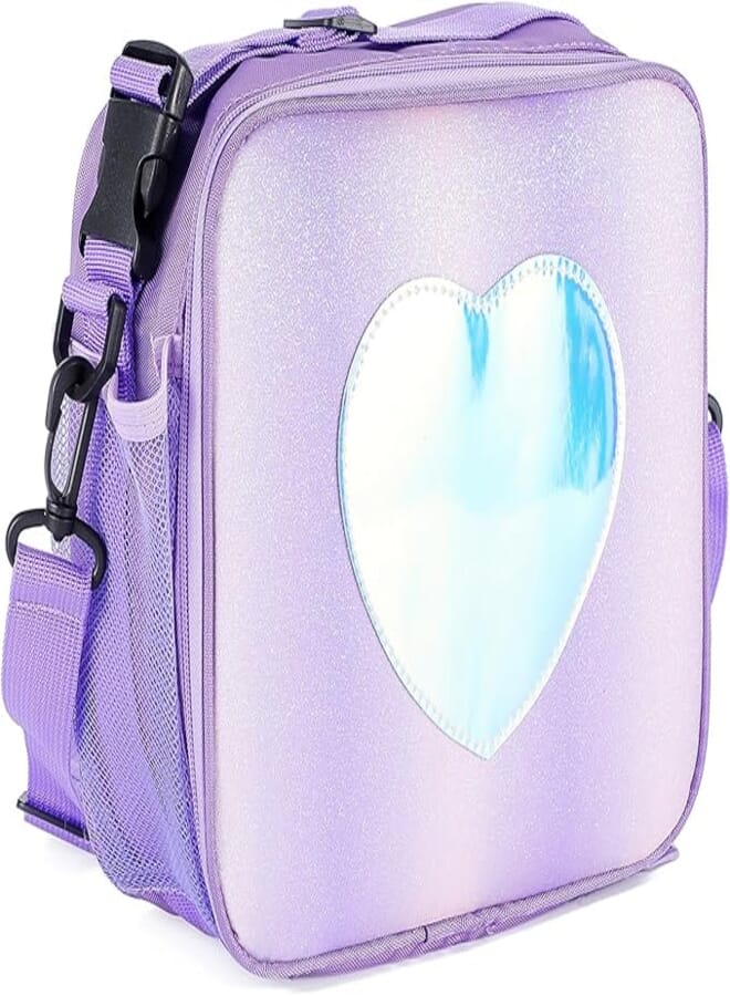 YumLock Kids Lunch Bag for Girls, Purple, Modern