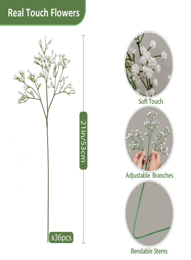 Cherica 36 Pcs Babys Breath Artificial Flowers, Baby Breath Flowers Artificial Bulk Long Stem Fake Babies Breath Faux Gypsophila White Flowers Artificial for Decoration Wedding Decor - Image 2