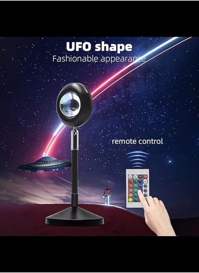 ELTRAZONE Sunset Lamp Projector LED Desk Lamp with 16-Color Laser and Rainbow Night Light | 360° Rotation for Dynamic Lighting Effects | Remote Control Included | Perfect for Bedroom Ambiance, Parties, Photography, and Relaxation | Compact & Easy to Use - Image 1