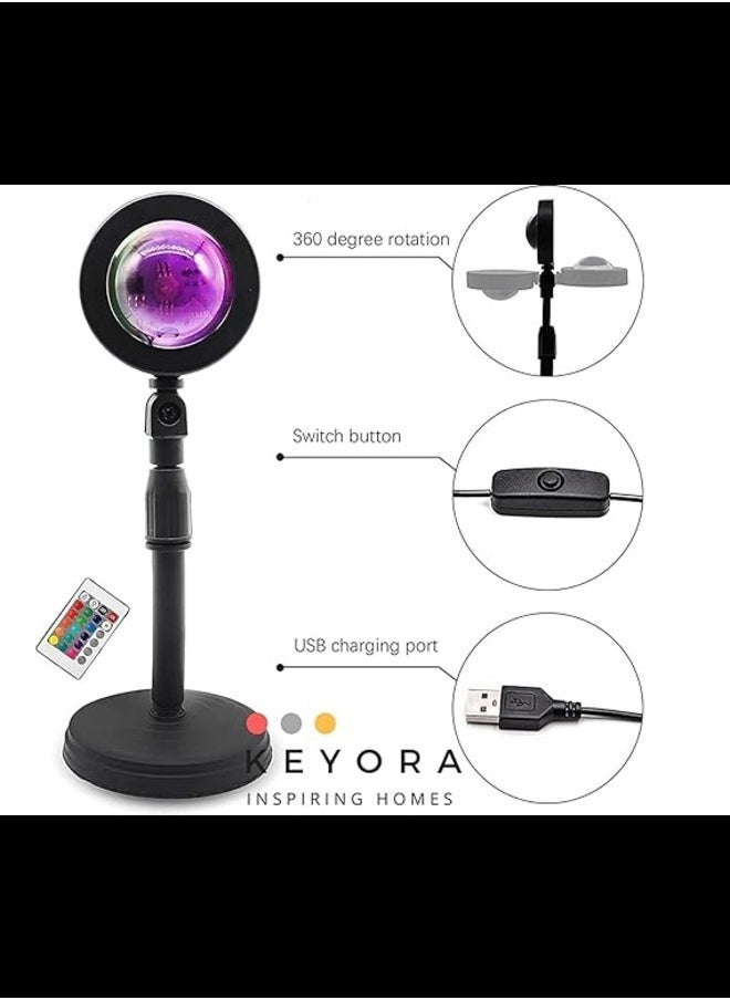 ELTRAZONE Sunset Lamp Projector LED Desk Lamp with 16-Color Laser and Rainbow Night Light | 360° Rotation for Dynamic Lighting Effects | Remote Control Included | Perfect for Bedroom Ambiance, Parties, Photography, and Relaxation | Compact & Easy to Use - Image 2