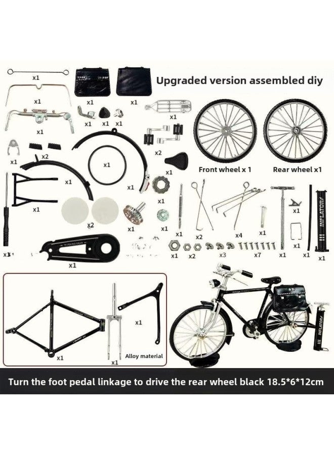 Retro 28 Big Bar Alloy Bicycle 1:10 Simulation Model Nostalgic Toy DIY Assembly Bicycle Ornaments-Color:Green Bicycle Model In Bag (assemble By Yourself In Bulk)  - Image 4