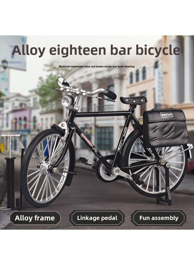 Retro 28 Big Bar Alloy Bicycle 1:10 Simulation Model Nostalgic Toy DIY Assembly Bicycle Ornaments-Color:Green Bicycle Model In Bag (assemble By Yourself In Bulk)  - Image 2
