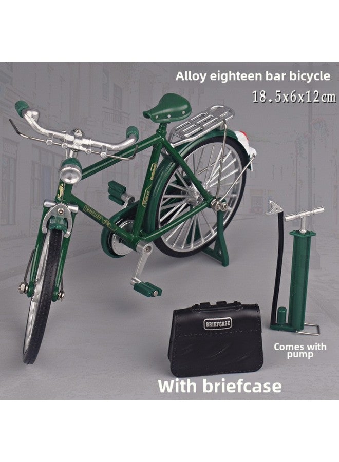 Retro 28 Big Bar Alloy Bicycle 1:10 Simulation Model Nostalgic Toy DIY Assembly Bicycle Ornaments-Color:Green Bicycle Model In Bag (assemble By Yourself In Bulk)  - Image 1