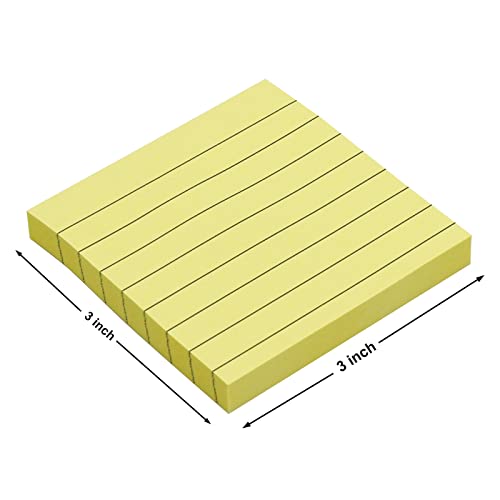 Andoca Lined Sticky Notes, 3x3 Inch, 600 Sheets Self-Stick Notes, Easy to Post for School, Office, Notebook, Pastel Yellow Color, 100 Sheets/Pad - Image 2