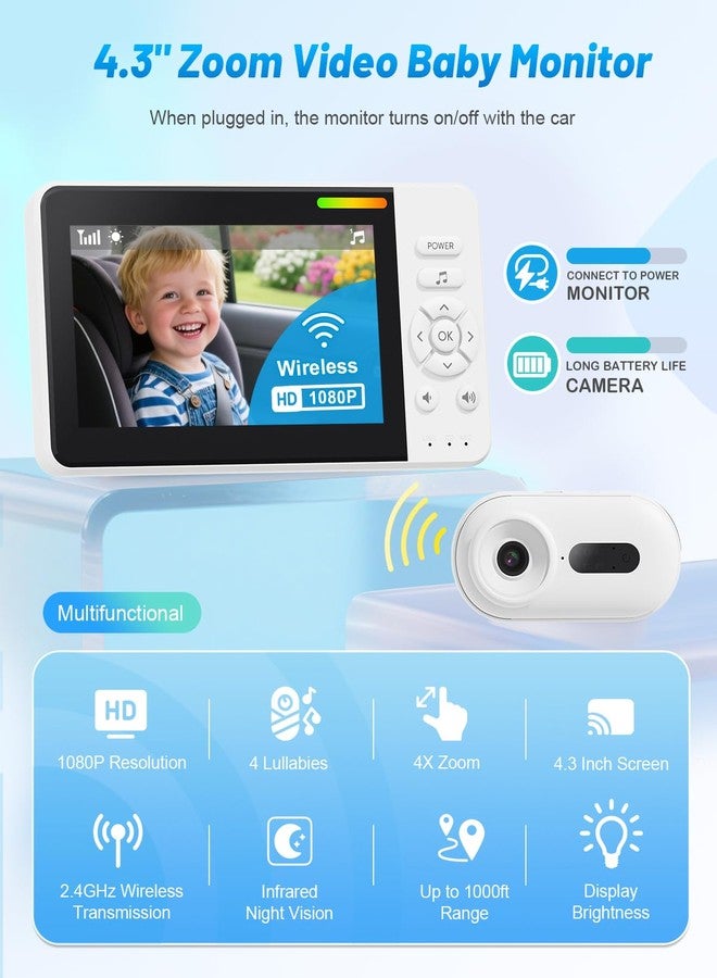 TinyShield Wireless Baby Car Camera for Newborn Essentials with Auto Night Vision, HD 1080P Car Baby Monitor with 4X Zoom, Easy Install 360° Rotatable Rear Facing Carseat Mirrors - Image 2