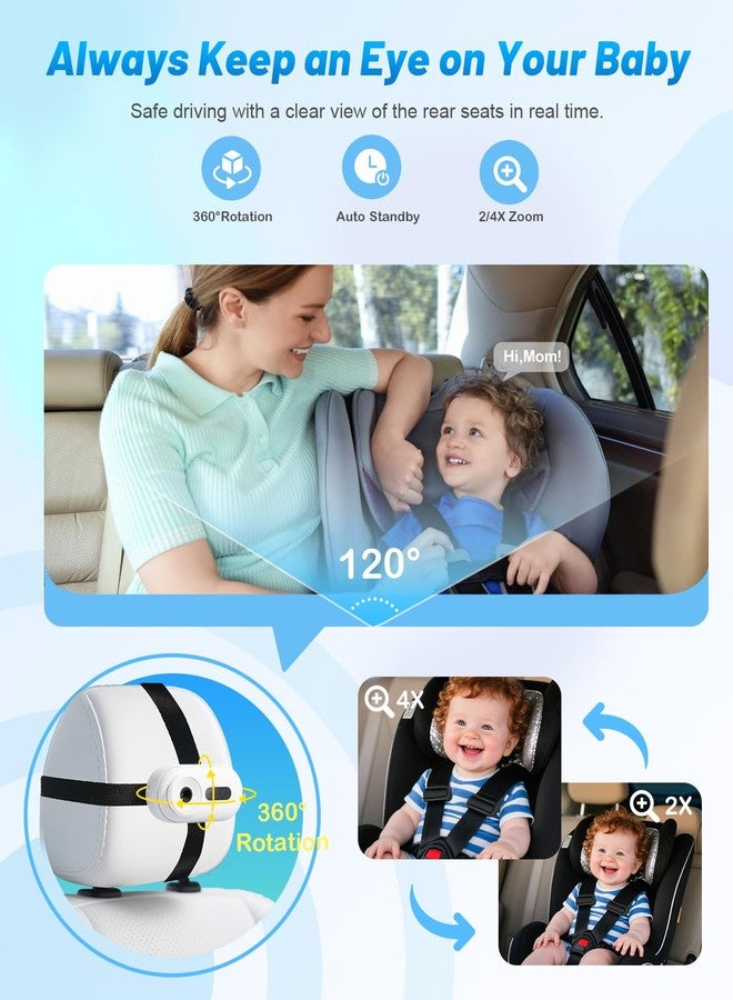 TinyShield Wireless Baby Car Camera for Newborn Essentials with Auto Night Vision, HD 1080P Car Baby Monitor with 4X Zoom, Easy Install 360° Rotatable Rear Facing Carseat Mirrors - Image 5
