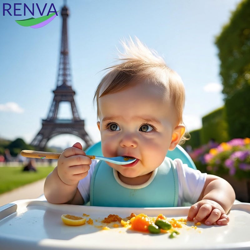 RENVA Stainless Steel Baby Bowls with Suction, 2-in-1 SUS304 Toddlers & Removable Silicone Suction Kids Bowl Anti Scald Non Toxic Snack Container for Baby Food Feeding. (Blue, Spoon+Fork) - Image 4
