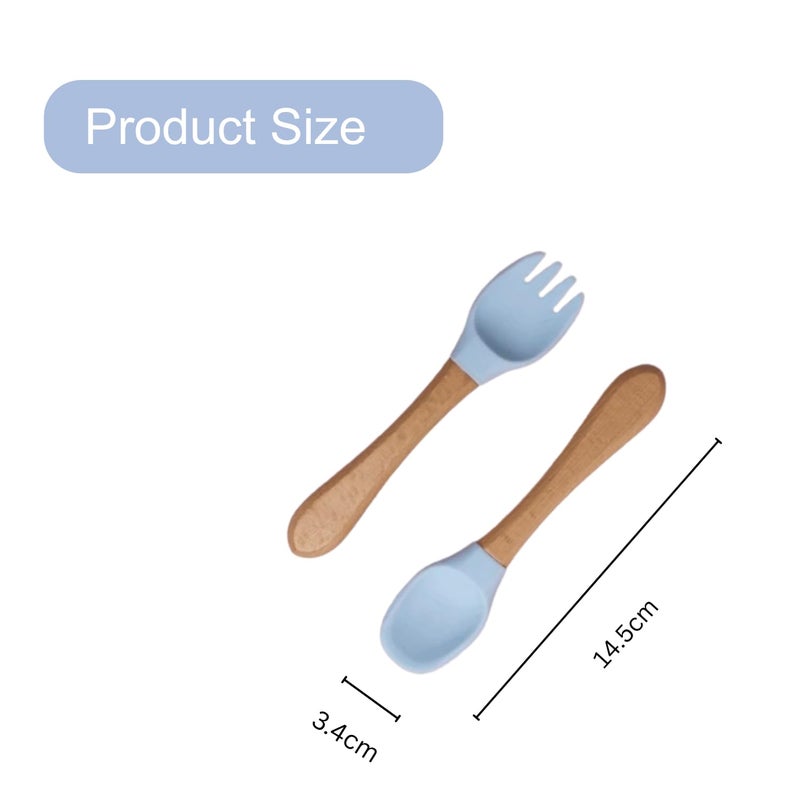 RENVA Stainless Steel Baby Bowls with Suction, 2-in-1 SUS304 Toddlers & Removable Silicone Suction Kids Bowl Anti Scald Non Toxic Snack Container for Baby Food Feeding. (Blue, Spoon+Fork) - Image 2