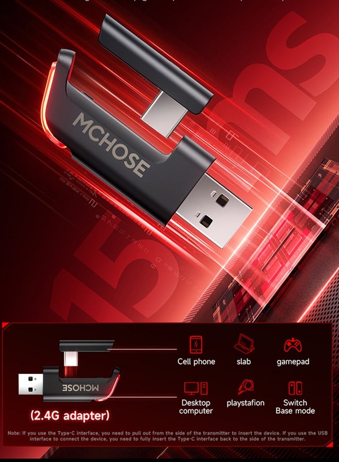 مكشوزي سماعه قيمنق S9 Pro، لاسلكية وسلكية 2.4 جيجاهرتز/بلوتوث، مشغلات 50 مم، صوت محيطي 7.1، زمن انتقال منخفض للغاية 15 مللي ثانية، بطارية 55 ساعة، ميكروفون قابل للفصل بتقنية إلغاء الضوضاء بالذكاء الاصطناعي، وسادات أذن موصلة للجليد، أوضاع موسيقى/ألعاب، MC-S9-4 - Image 4