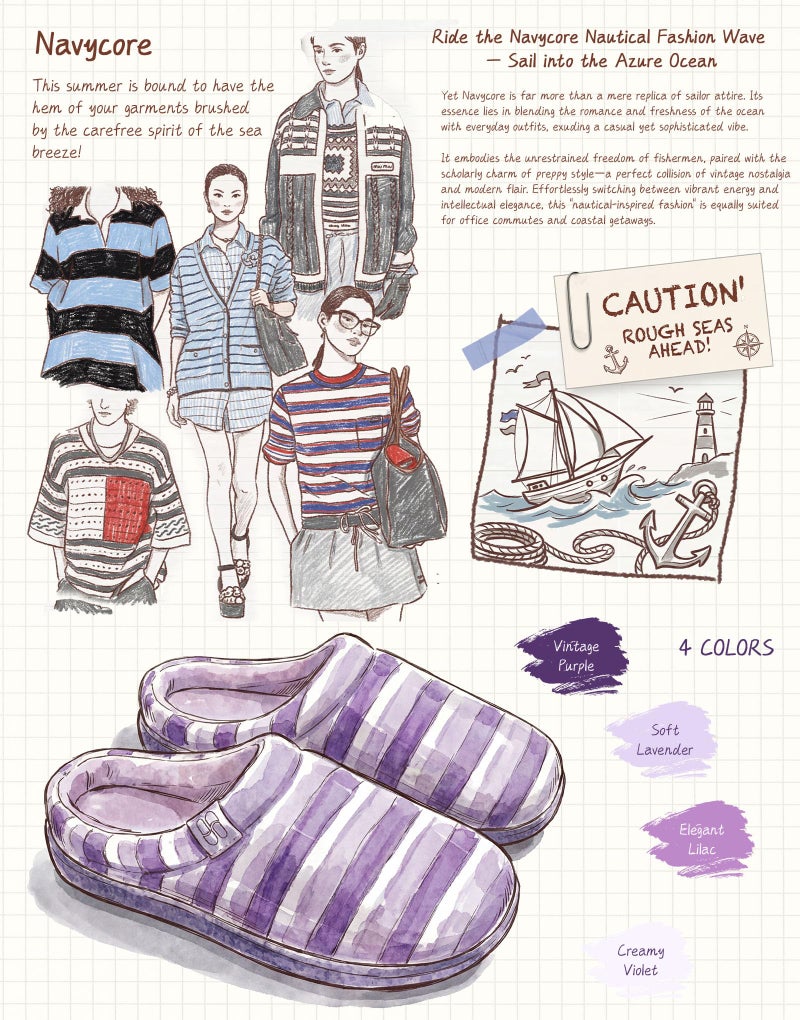 HomeTop Women's Striped Knit Slippers with Memory Foam and Anti-slip Sole Fairy Stripe Purple,9-10 US - Image 4