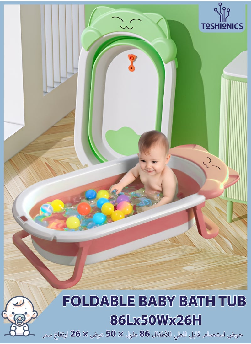 Toshionics 50L Thickened Foldable Baby Bath Tub with Non-Slip Base and Integrated Water Plug Free-Standing Collapsible Bath Shower Tub for New Born Infants Babies Small Children Ecofriendly and Non-Toxic, 0-3 Years Old  - Image 1
