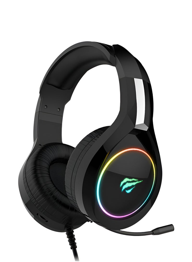 سماعة الألعاب HAVIT GAMENOTE HV-H2232d بإضاءة RGB، مكبر صوت 50 ملم، وتصميم مريح-اسود - Image 2